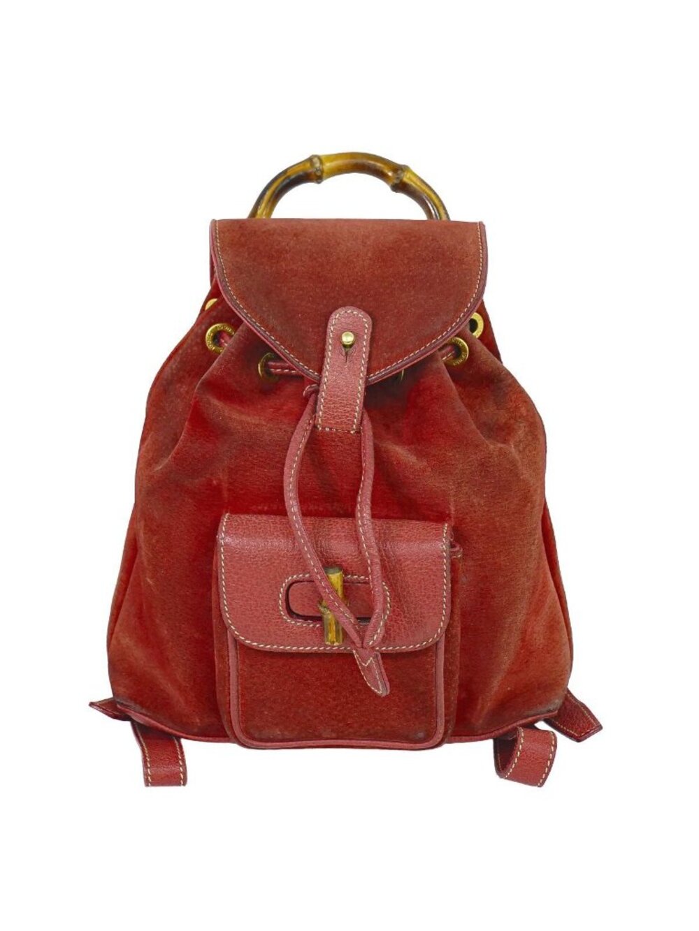 Gucci Bamboo Mini Backpack Suede Leather